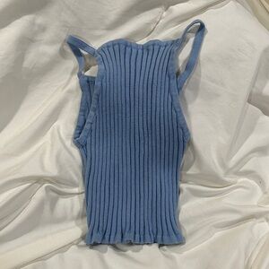Blue Ribbed Women's Crop Top